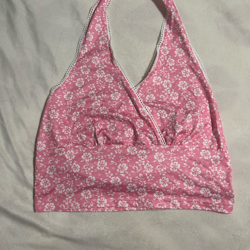 Pink Floral Halter Top